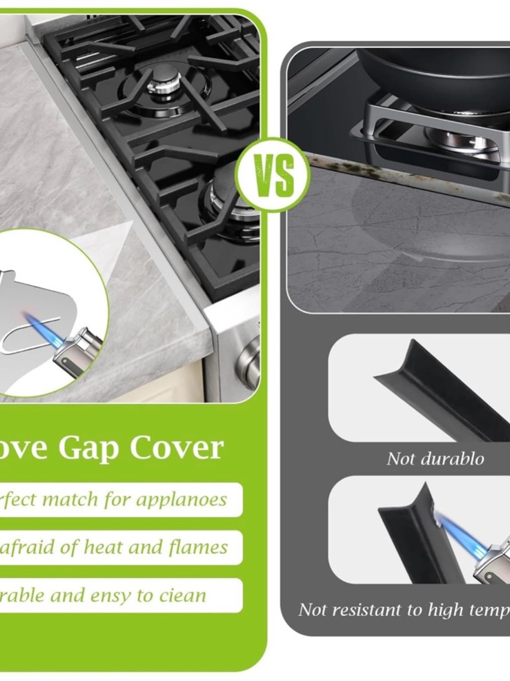 Stove/Counter Gap Covers Stainless Steel, Silver 23.4"L, 0.74" W) NEW! - Picture 5 of 7
